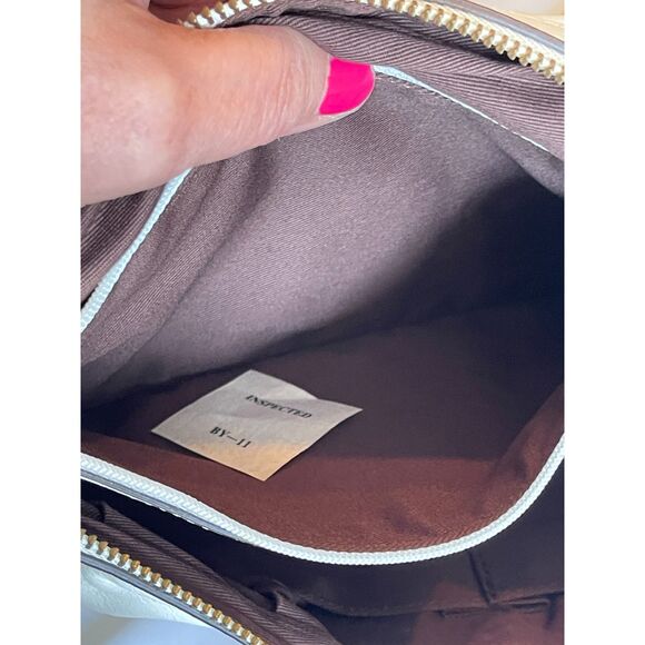 New Calvin Klein Soft Nappa Leather White & Gold Hobo Shoulder Bag ~ Excellent! - Picture 6 of 14